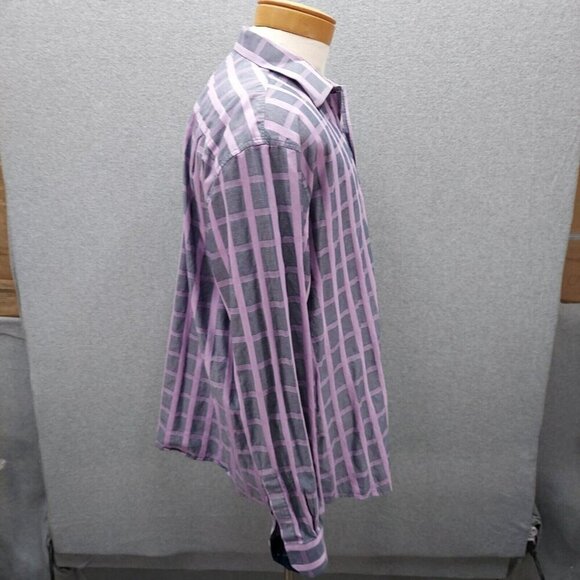 Tasso Elba Men's Purple SZ 2XL Plaid Long Sleeve Button-Down Shirt - Picture 3 of 6